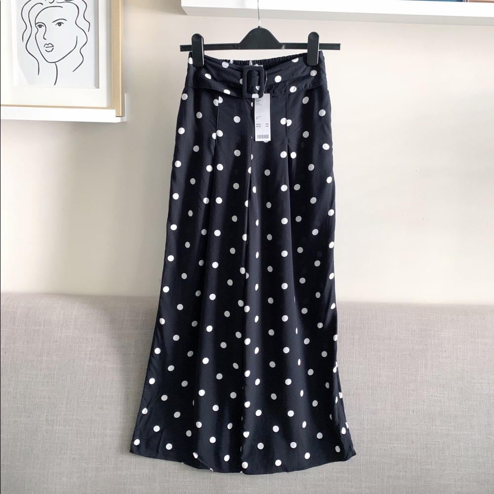 NWT! UO Coco Polka Dot Belted Culotte Pant, XS